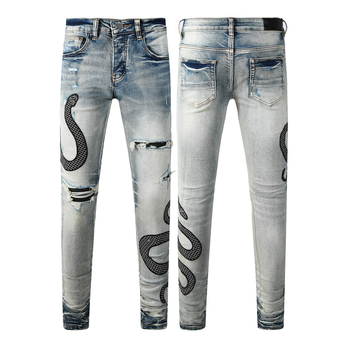 Street Fashion Wash Distressed Skinny Jeans - kinko