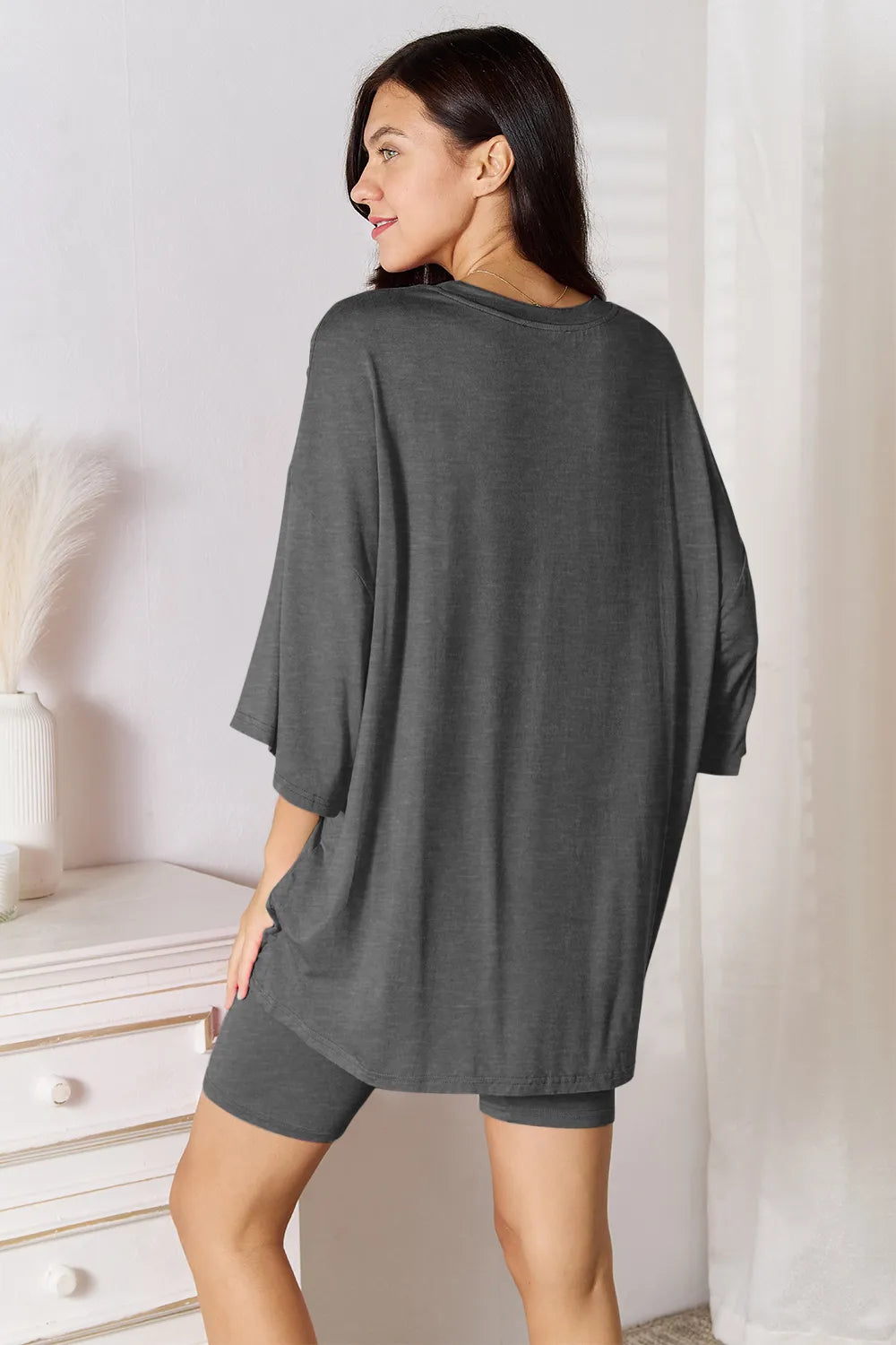 Basic Bae Full Size Soft Rayon Three-Quarter Sleeve Top and Shorts Set - kinko