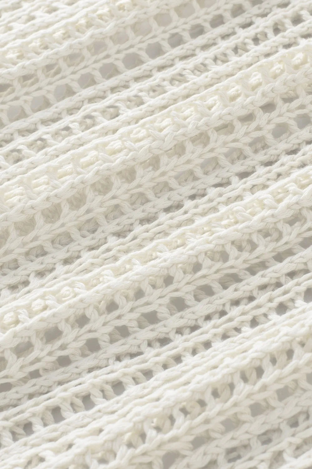 Openwork Round Neck Half Sleeve Knit Cover Up - kinko