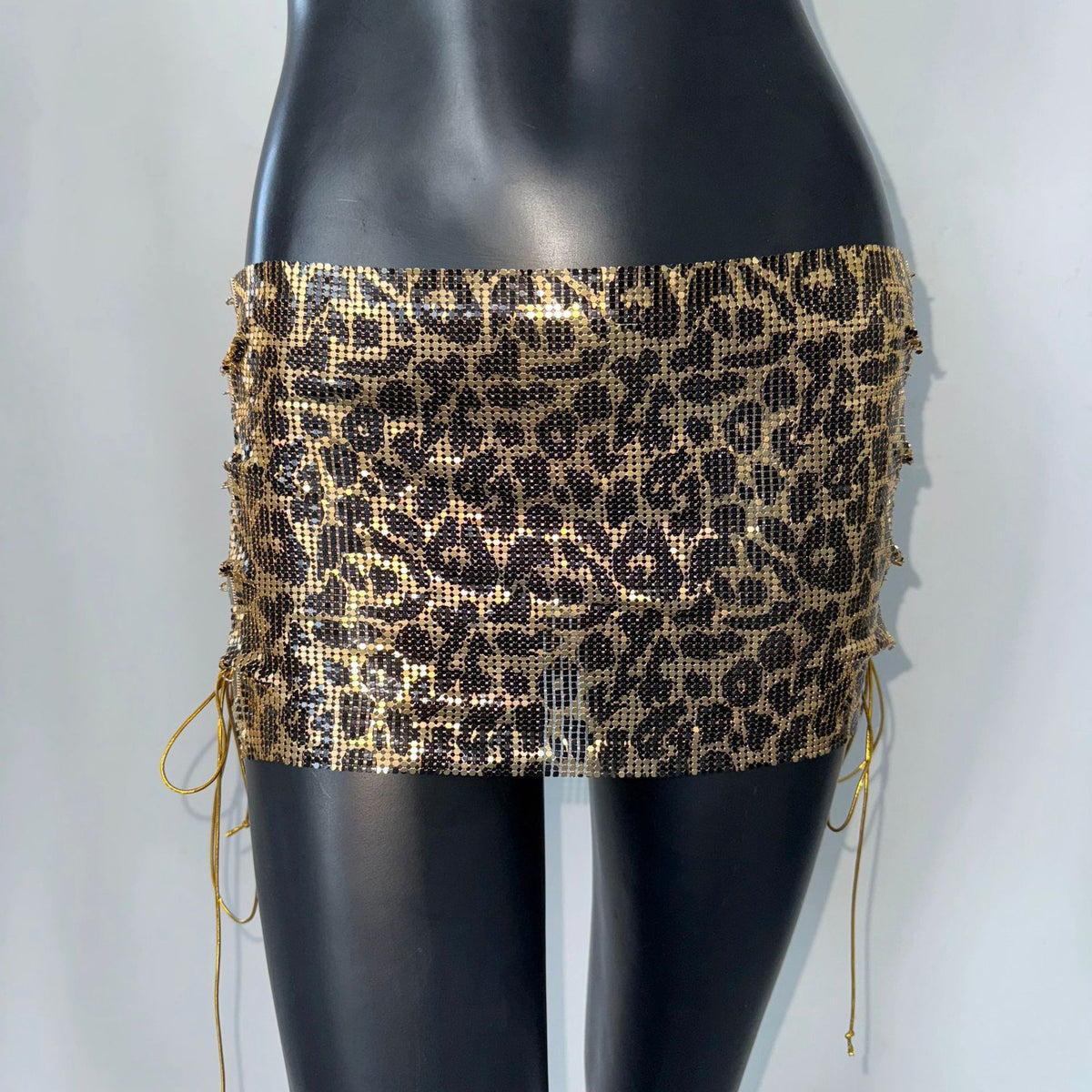Miniskirt Metal Sequins Lace-up Skirt - kinko