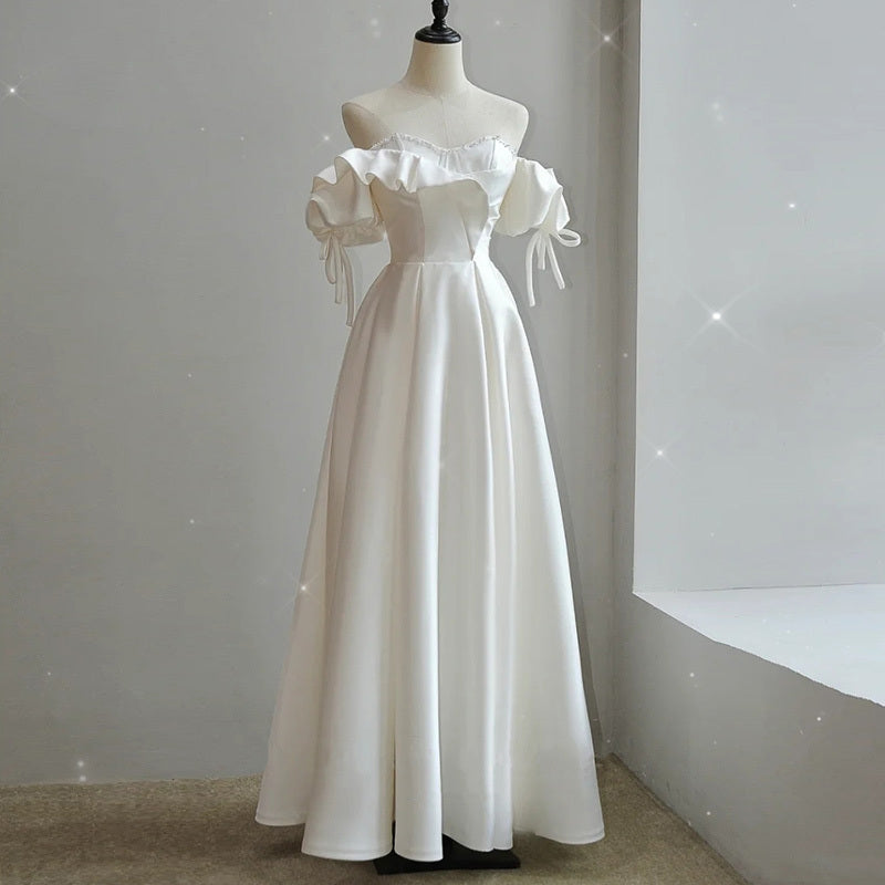 Satin Light Wedding Dress Bride French Super Fairy - kinko