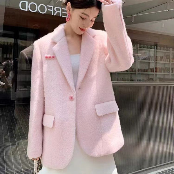 Sanfter, süßer Blazer aus Polyester-Mohair