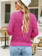 Buttoned Front Openwork Cardigan - kinko