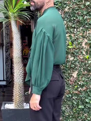 Men's Elegant Ruffled Long Sleeve Shirt - kinko