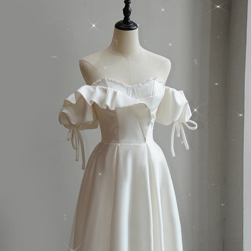 Satin Light Wedding Dress Bride French Super Fairy - kinko