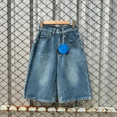 American Retro Washed Loose Design Fifth Pants Men - kinko