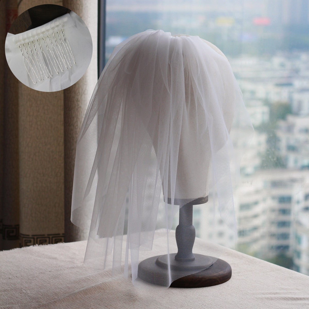 Women's Retro Short Wedding Bride Headdress - kinko