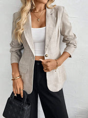 One Button Lapel Collar Blazer - kinko