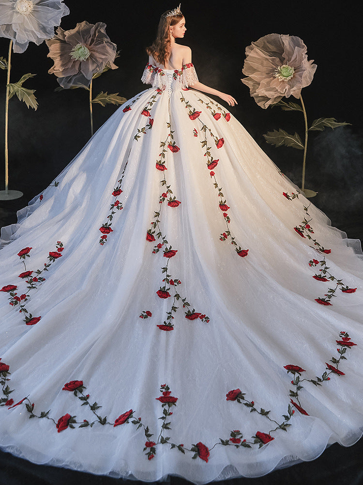 Temperament Bride Bra Trailing Mori Style Wedding Dress - kinko