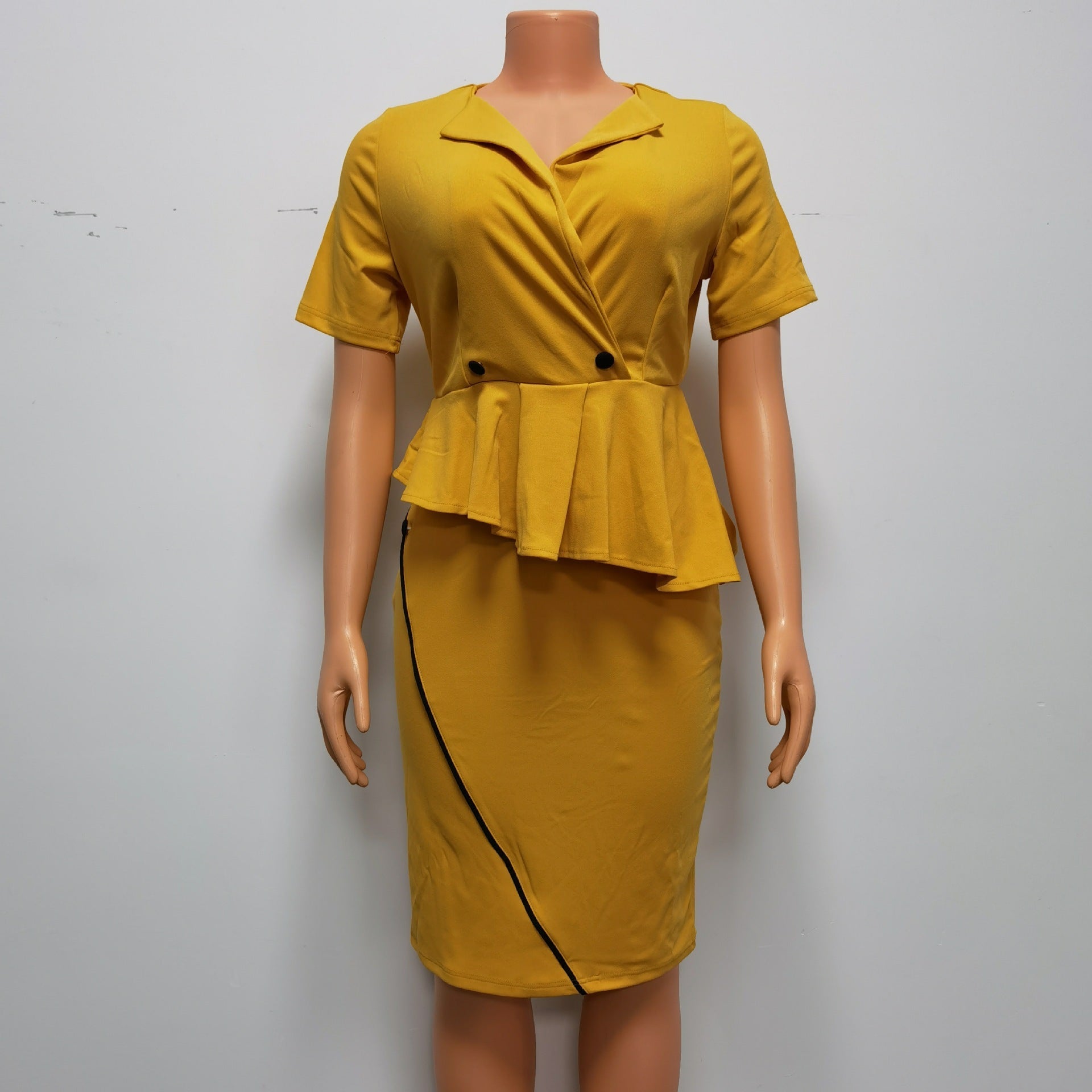Women's Ruffled Short Sleeves Sexy Sheath Dress - kinko