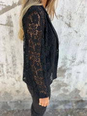 Full Size Lace Open-Front Blazer Plus Size - kinko