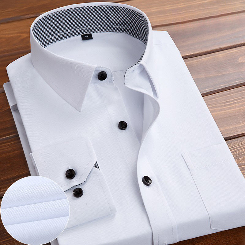 Men's Long Sleeve White Shirt Business Twill Men's Clothing Business Clothing Hotel KTV Work Clothes Black