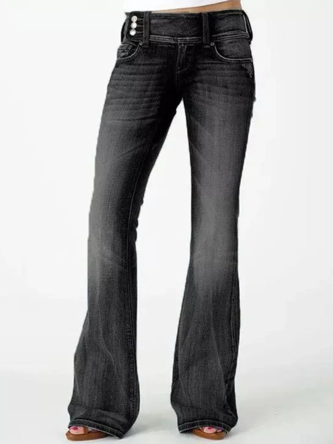 Full Size Vintage Wash Flare Jeans Plus Size - kinko