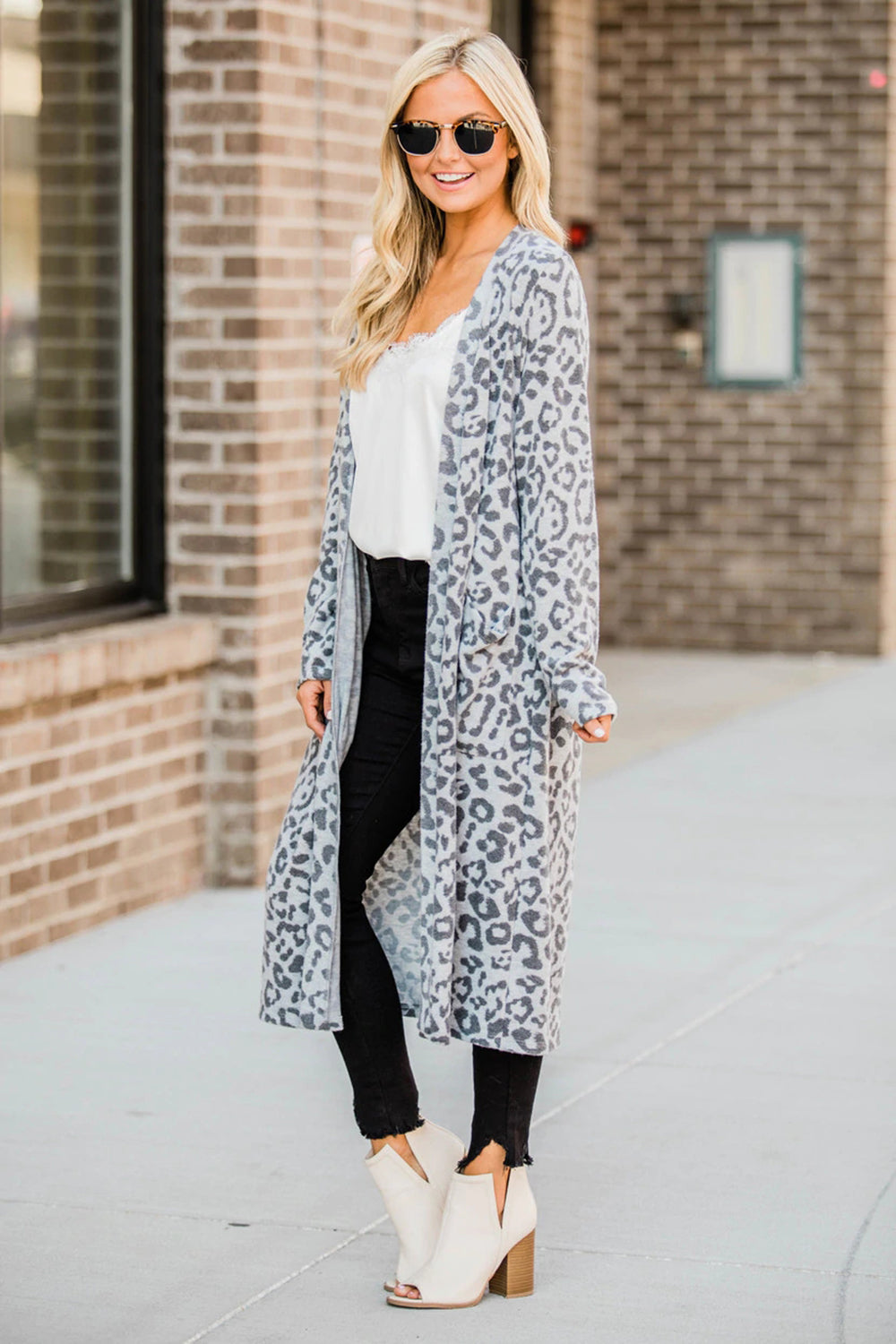 Open Front Leopard Cardigan - kinko