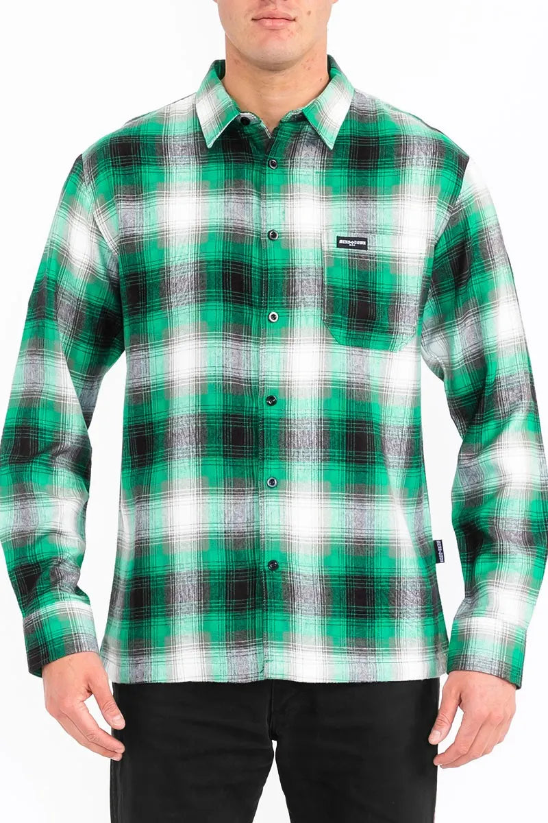 WEIV Men's Full Size Plaid Long Sleeve Flannel Shirt Plus Size - kinko