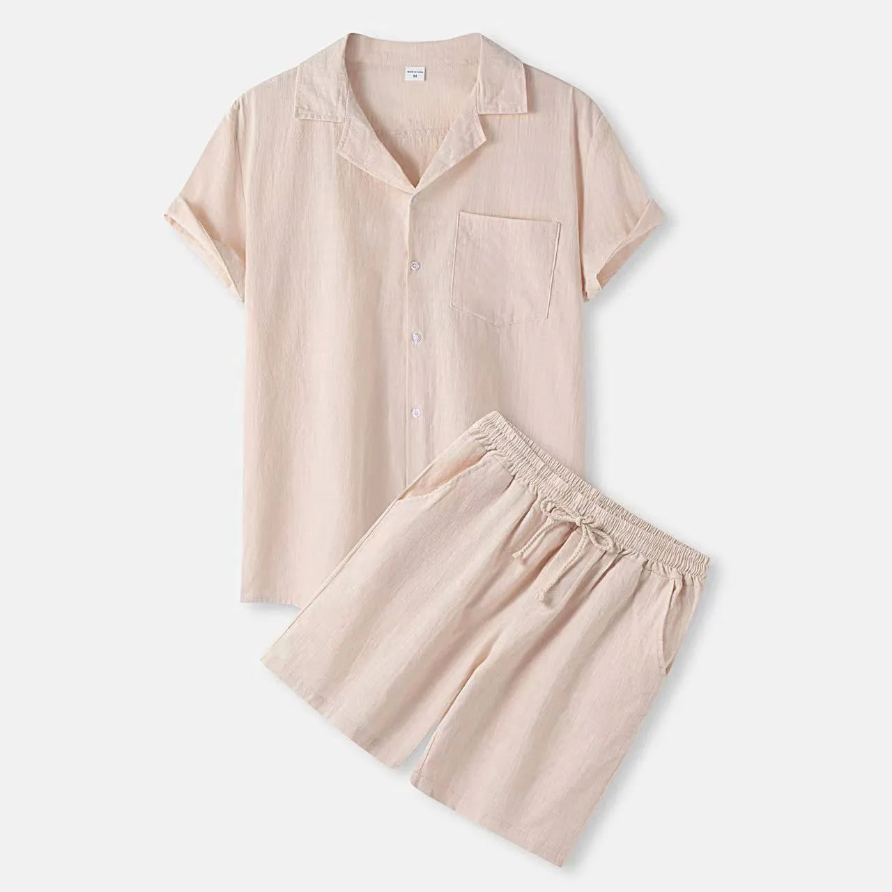 Men's Full Size Button Up Shirt and Shorts Set Plus Size - kinko