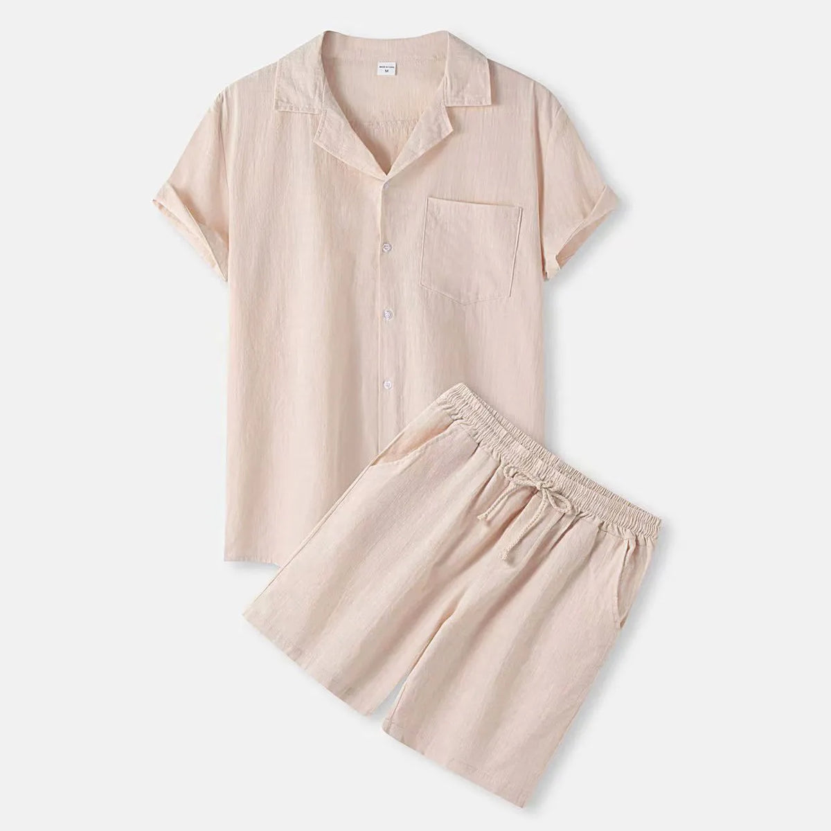 Men's Full Size Button Up Shirt and Shorts Set Plus Size - kinko