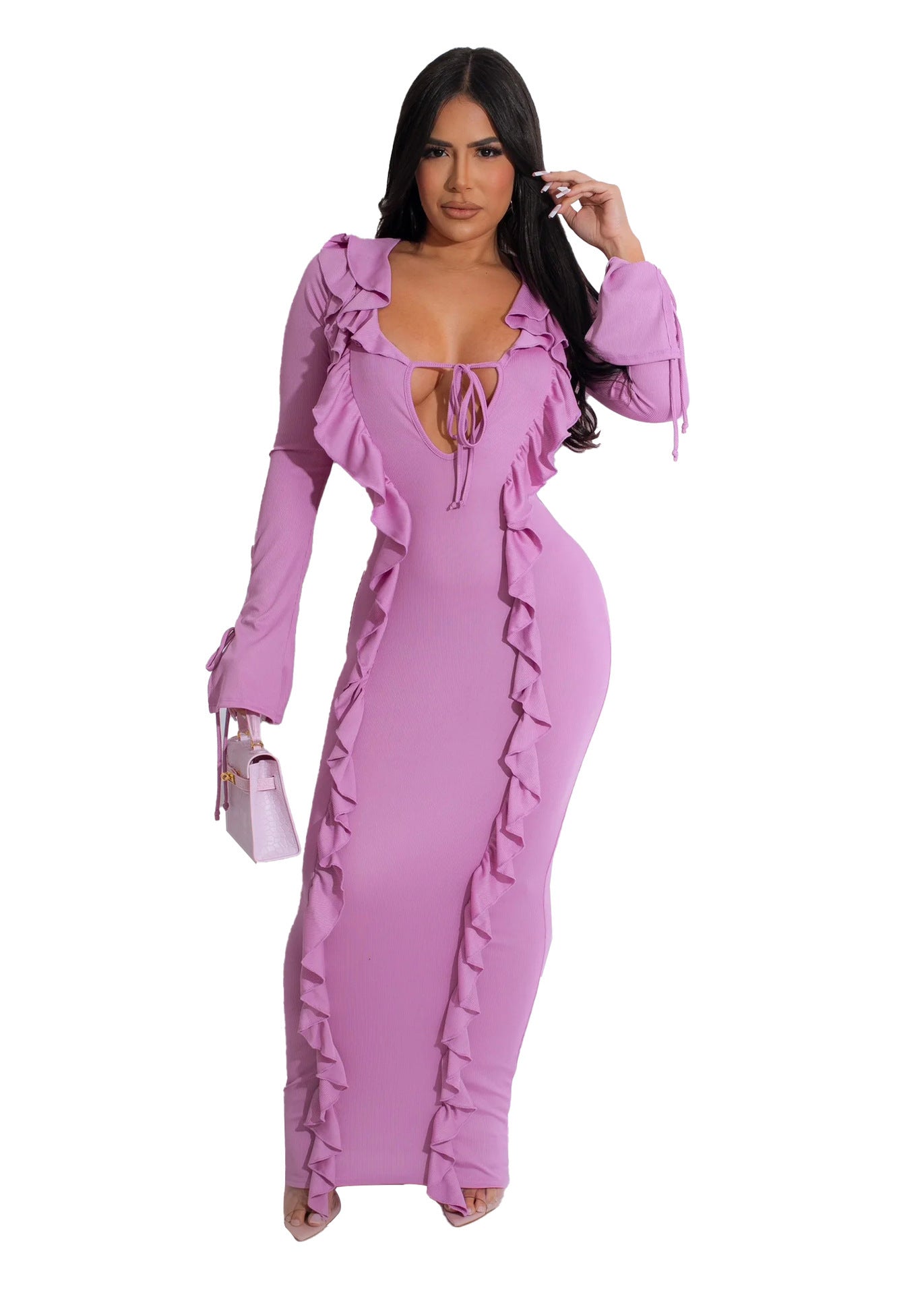 Pure Color Tied Stringy Selvedge Dress - kinko