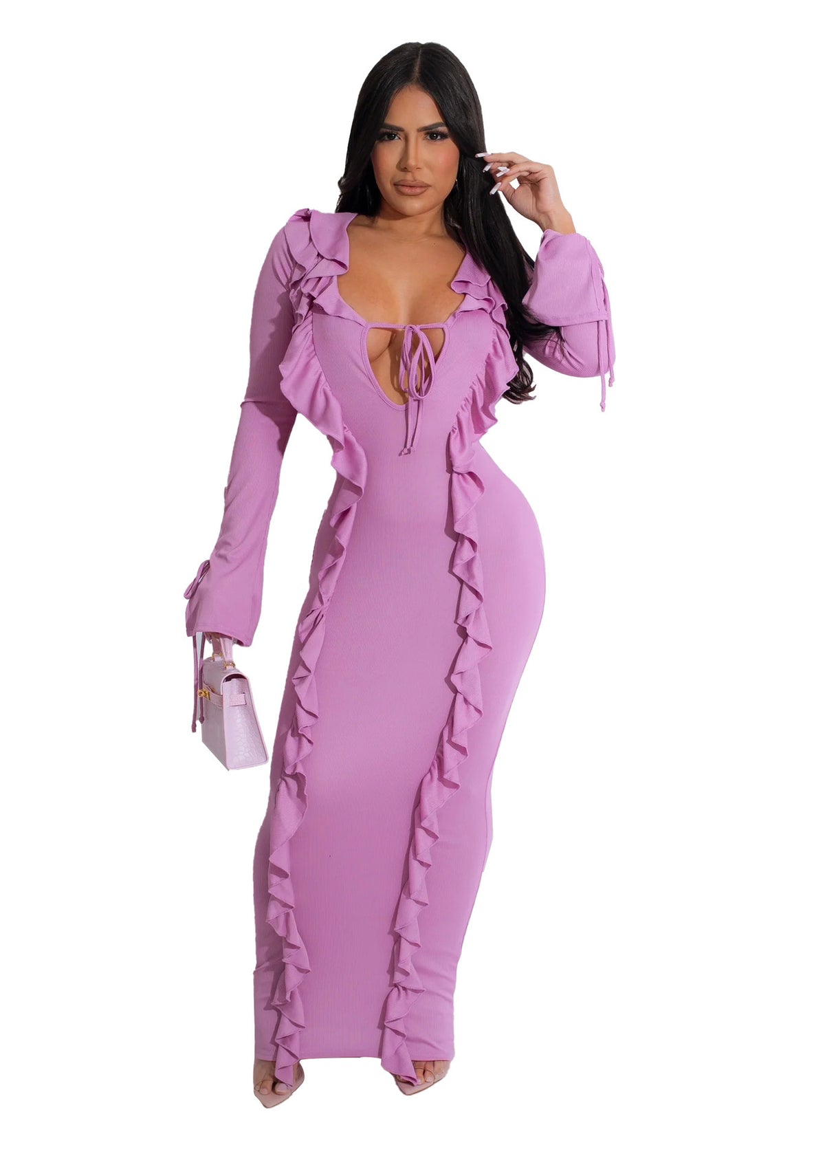 Pure Color Tied Stringy Selvedge Dress - kinko