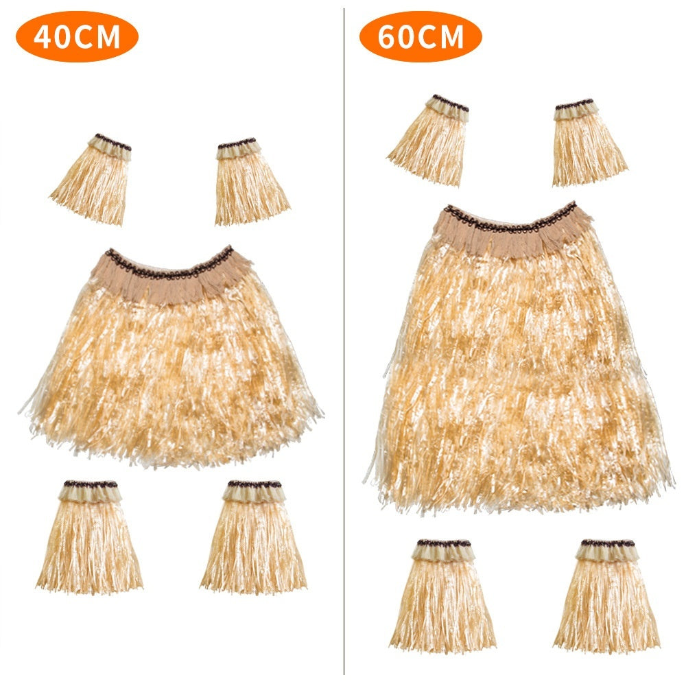 Hawaiian Style Party Grass Skirt Suit - kinko