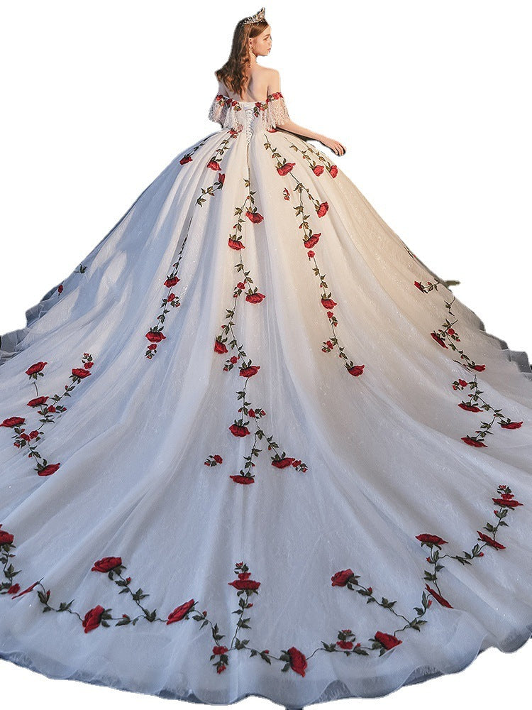 Temperament Bride Bra Trailing Mori Style Wedding Dress - kinko