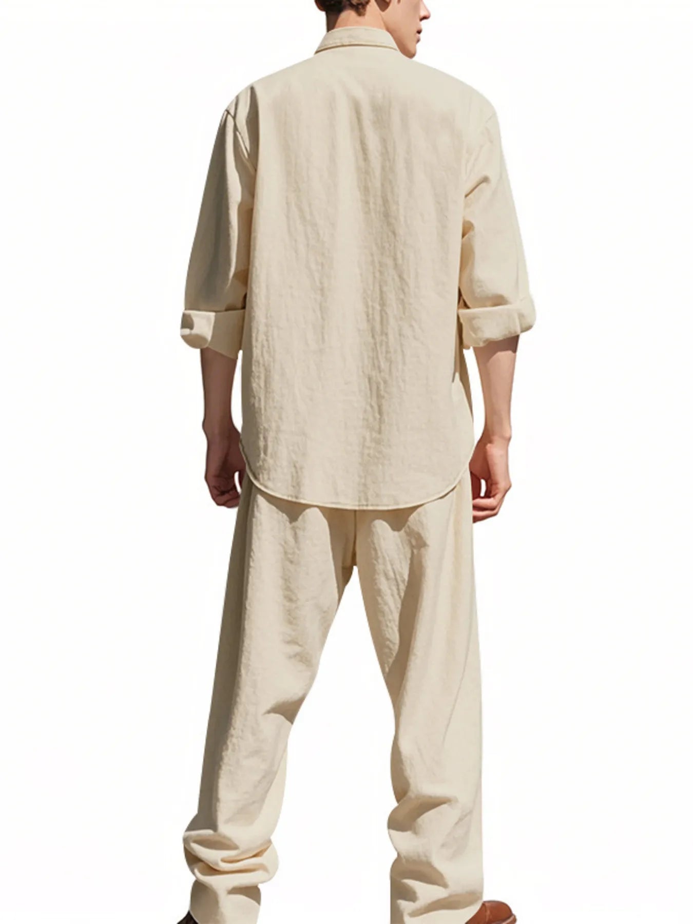 Men's Full Size Button Up Shirt and Pants Set Plus Size - kinko