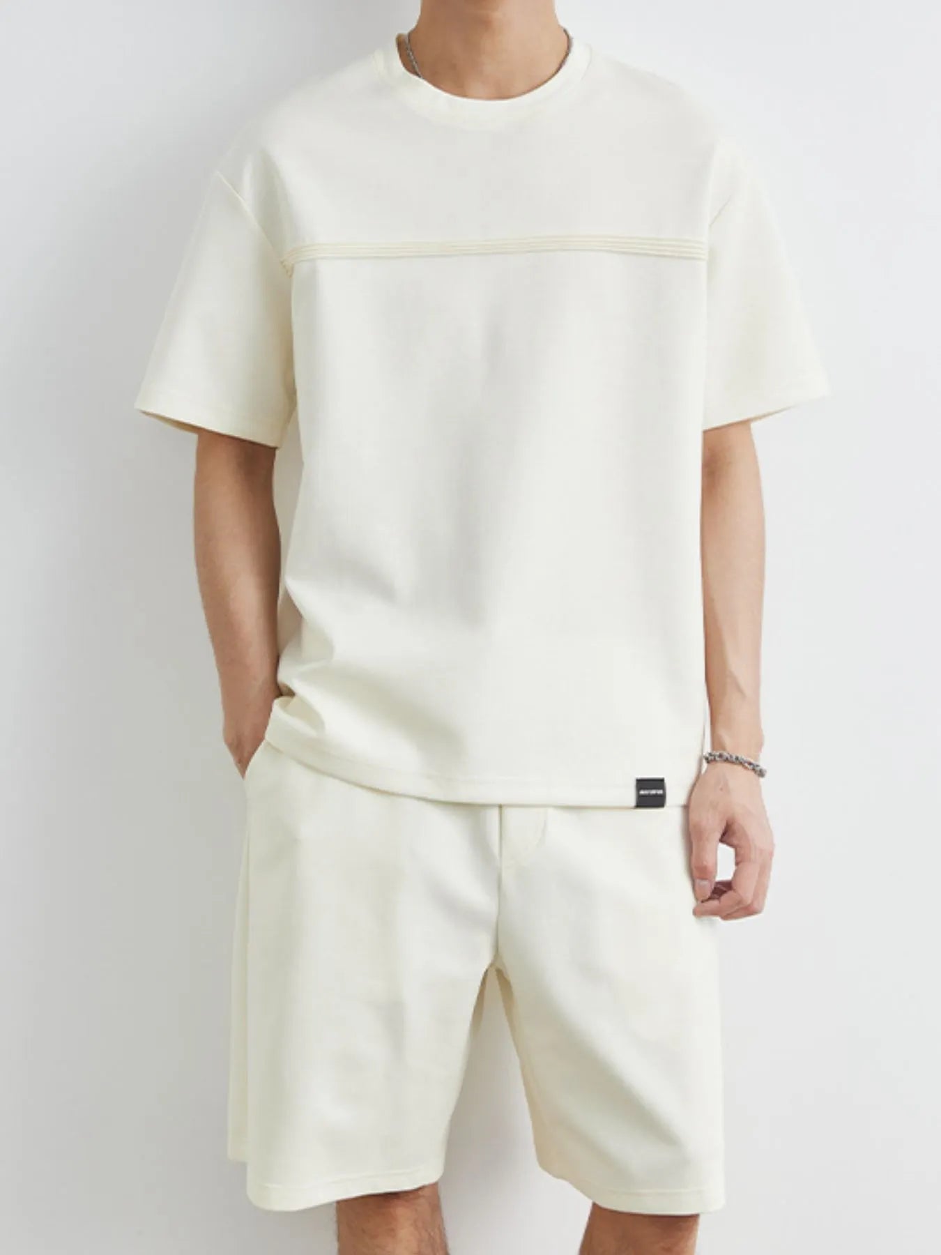 Men's Plus Size Round Neck Short Sleeve Top and Shorts Set - kinko
