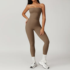 Brushed Back Tight Yoga High Waist Hip Lifting Sports Suit - kinko