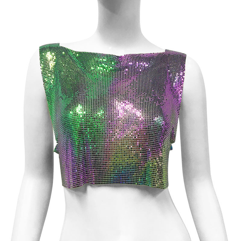 Women's Metal Sequins Top Sweet And Spicy Style Vest - kinko