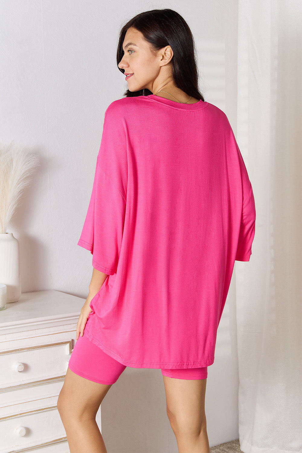 Basic Bae Full Size Soft Rayon Three-Quarter Sleeve Top and Shorts Set - kinko
