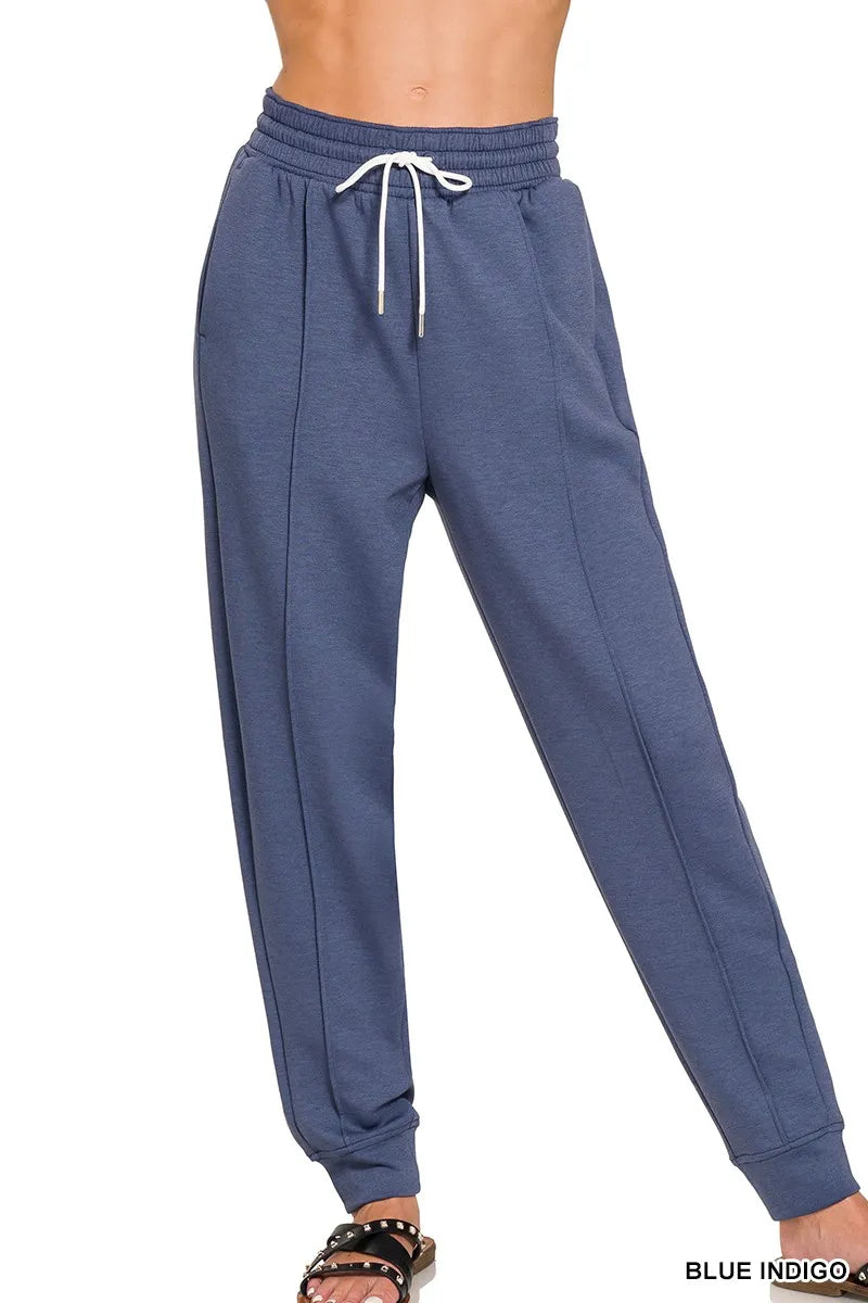 Zenana Drawstring Scuba Sweatpants with Pockets - kinko