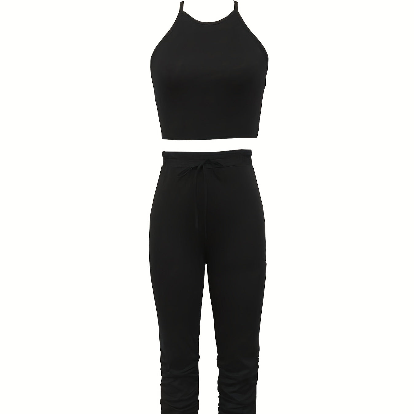 Women's Solid Color Slim Fit Fashionable Vest And Pants Set - kinko