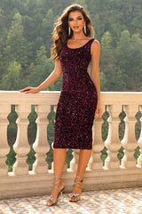 Sequin Sleeveless Slit Dress - kinko