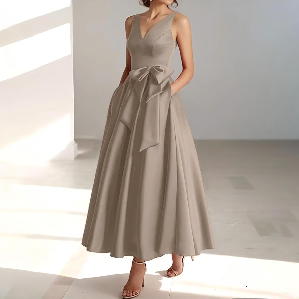 Birthday Party Host V-neck Socialite Daily Wearable Slimming Dress - kinko