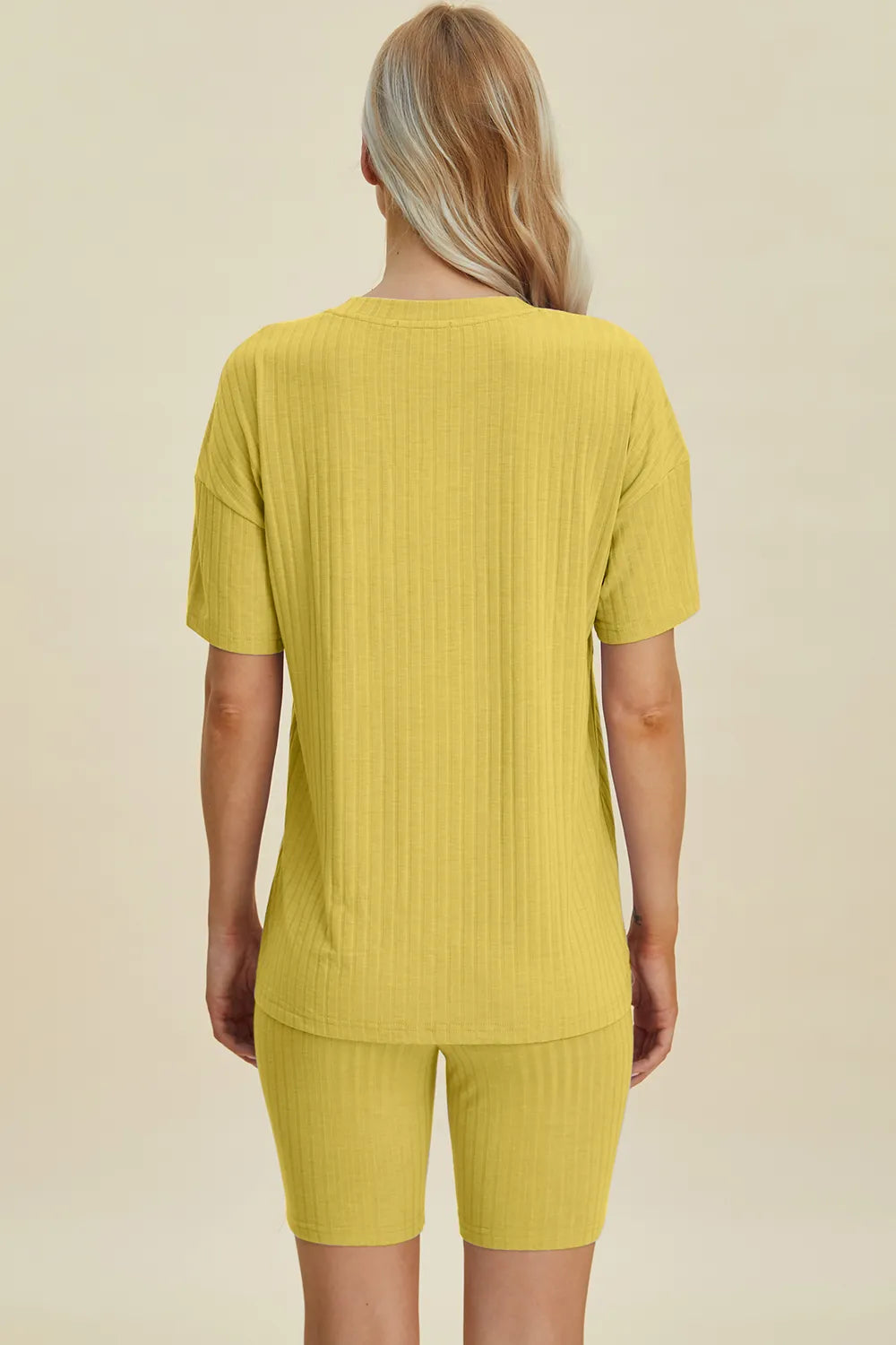 Basic Bae Full Size Ribbed V-Neck Short Sleeve Top and Shorts Set - kinko