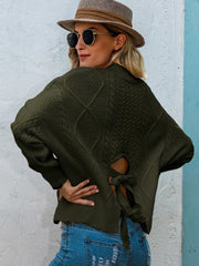 Fall Winter New Lapel Pullover Sweater With Back Straps