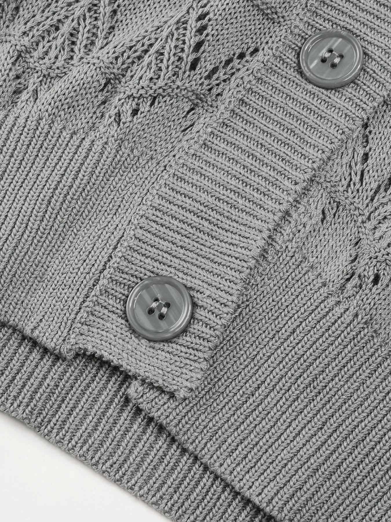 Buttoned Front Openwork Cardigan - kinko