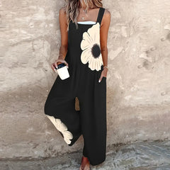 Women's Square Neck Sleeveless Jumpsuit - Floral Print Romper For Spring & Summer Casual Wear - kinko