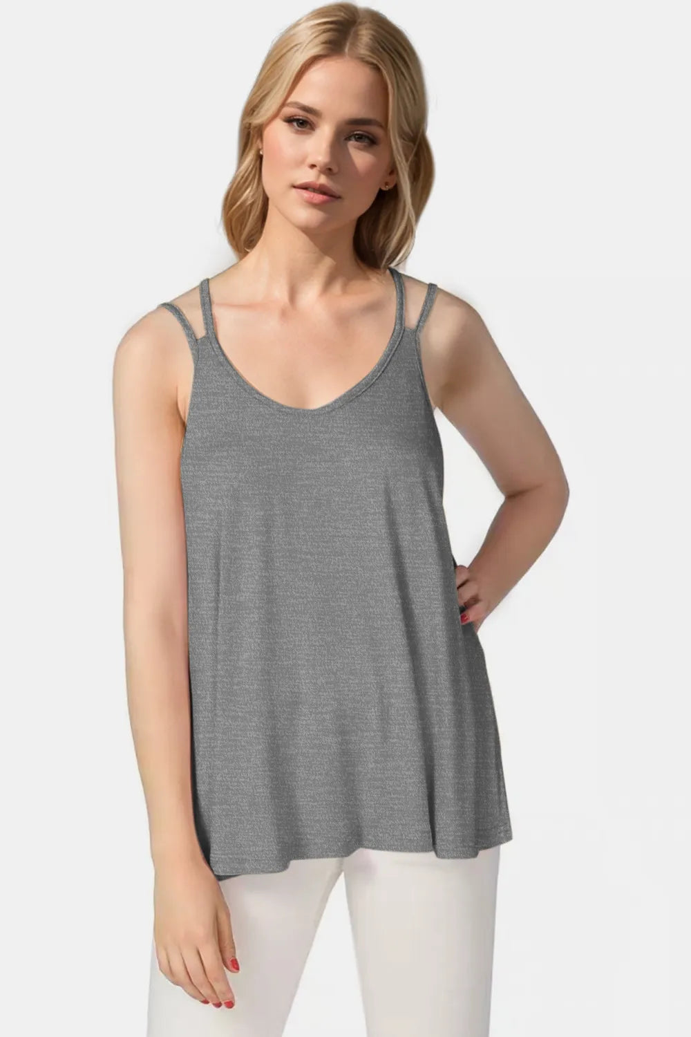 Basic Bae Bamboo Scoop Neck Double Spaghetti Straps Cami - kinko