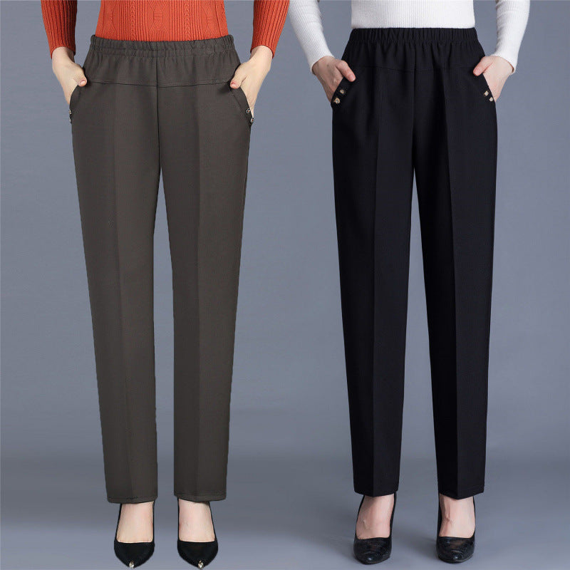 Spring And Autumn Middle-aged Mom Pants Straight-leg Trousers - kinko