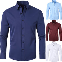Korean Slim-fit Solid Color Shirt Men's Shirt - kinko
