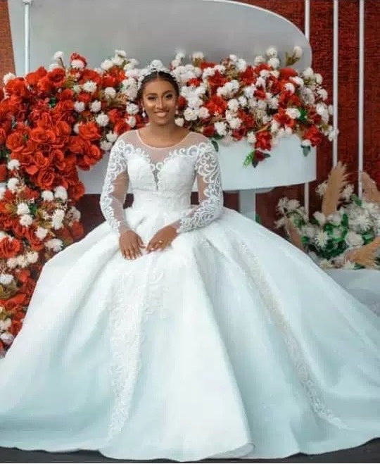 Ball Gown Wedding Dress Long Sleeves Bridal Gown - kinko