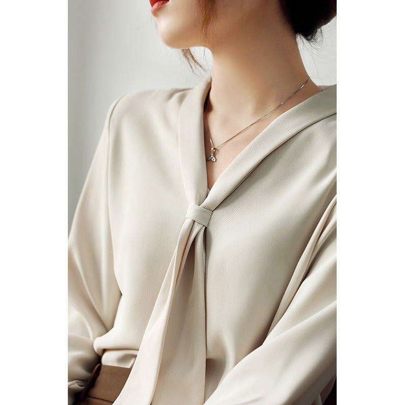 Women's Office Chiffon Commuting Elegant White Shirt - kinko