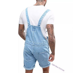 Youth Casual Mid-stretch Denim Suspender Pants - kinko
