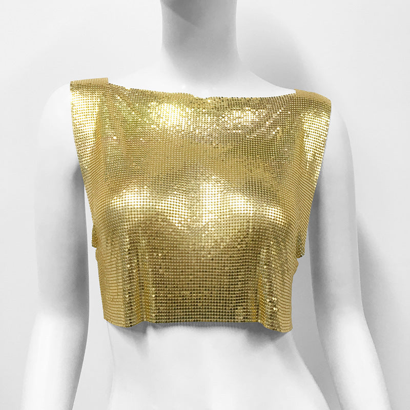 Women's Metal Sequins Top Sweet And Spicy Style Vest - kinko