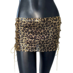 Miniskirt Metal Sequins Lace-up Skirt - kinko