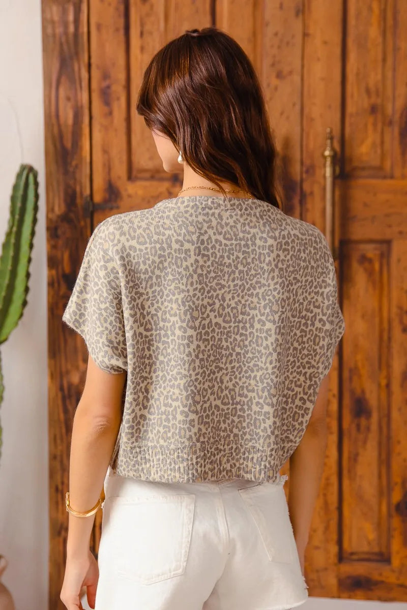 SO ME Leopard Print Button Front Sweater Cardigan - kinko