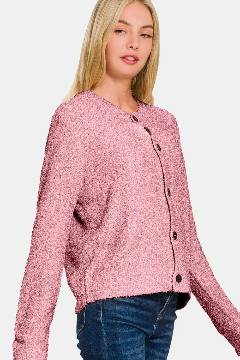 Zenana Button Down Long Sleeve Sweater Cardigan - kinko
