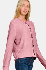 Zenana Button Down Long Sleeve Sweater Cardigan - kinko
