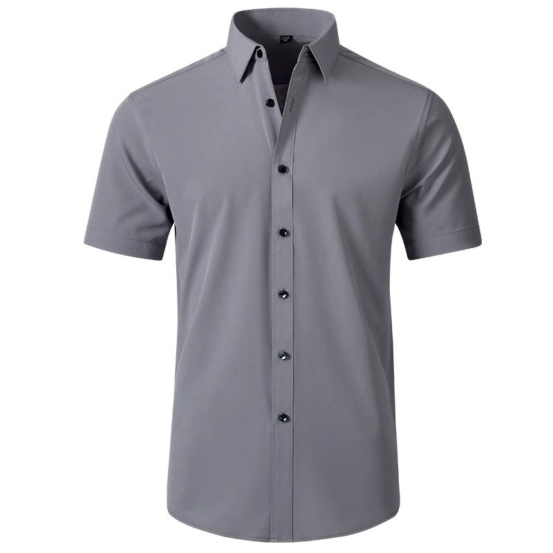 Korean Slim-fit Solid Color Shirt Men's Shirt - kinko